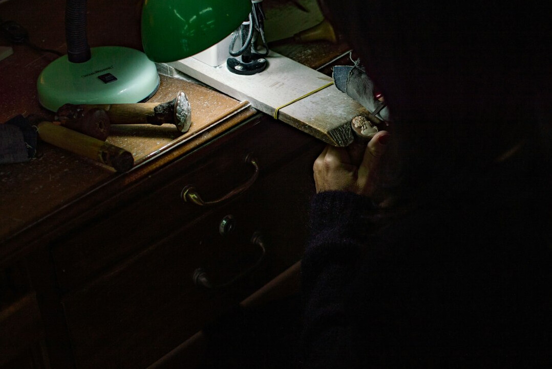 investigator examining clues